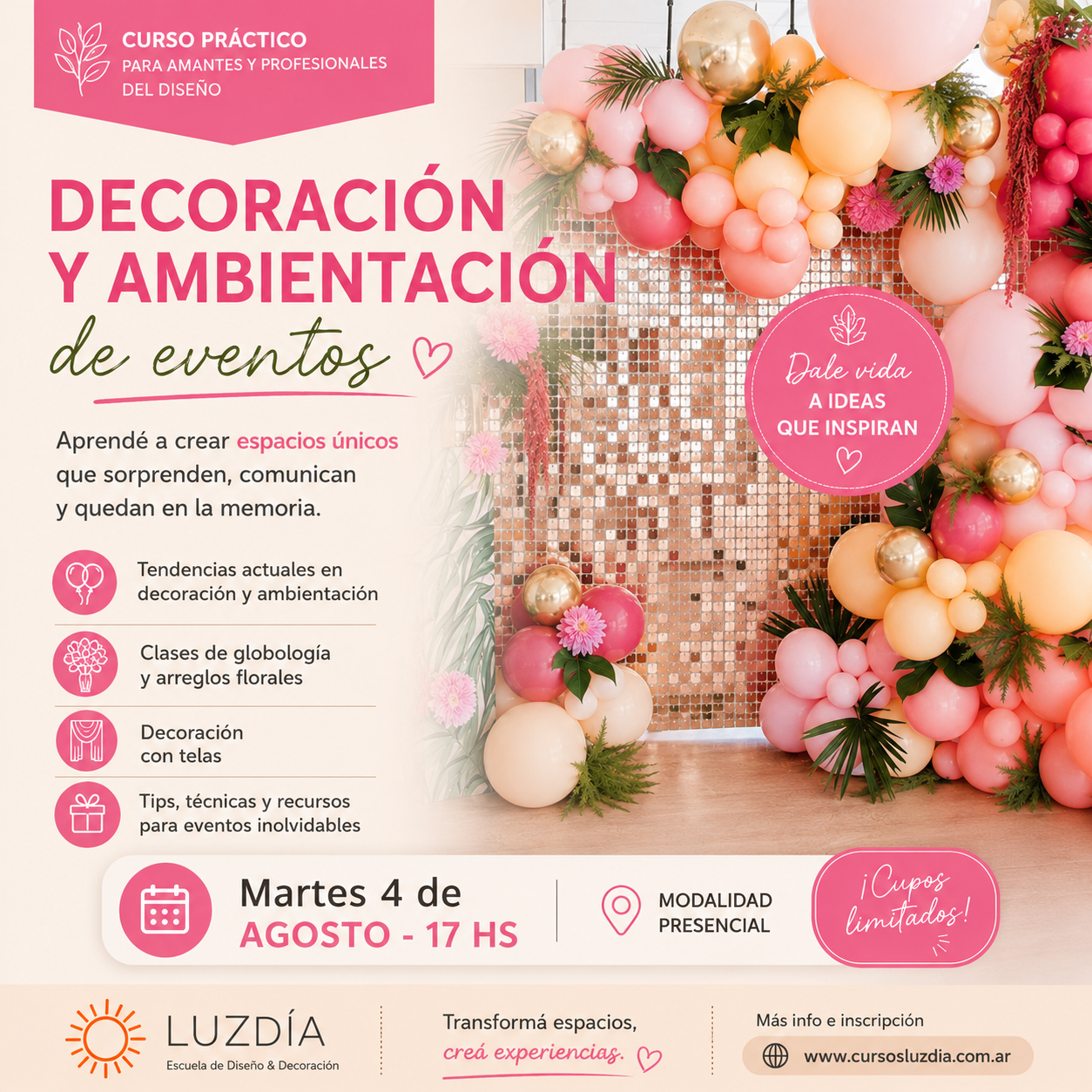 DECORACIÓN Y AMBIENTACION DE EVENTOS - PRESENCIAL