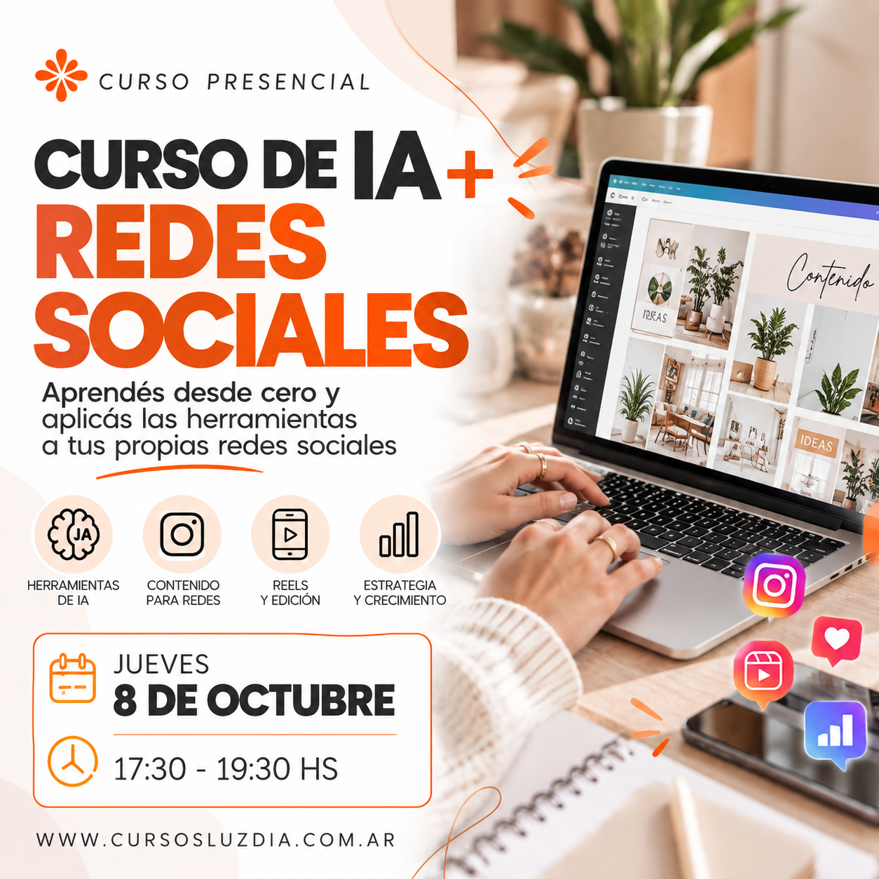 Curso de IA + REDES SOCIALES -presencial